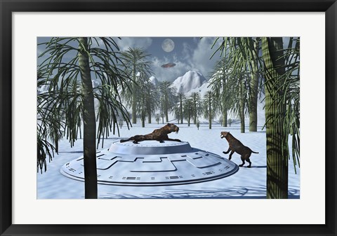 Framed Sabre-Tooth Tigers and UFO&#39;s Print