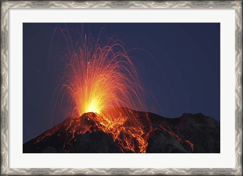 Framed Stromboli Eruption, Aeolian Islands Print