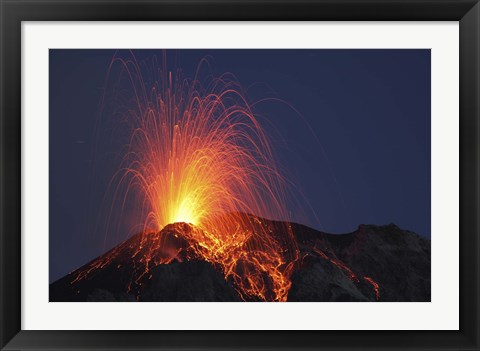 Framed Stromboli Eruption, Aeolian Islands Print