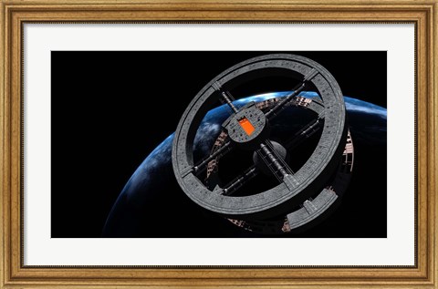 Framed Space Station 5 in Earth Orbit Print