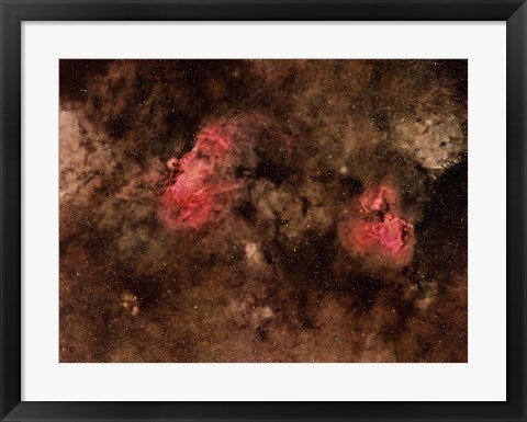 Framed Eagle Nebula and Swan Nebula Print