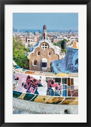 Framed Spain, Catalonia, Barcelona, Park Guell Terrace Print