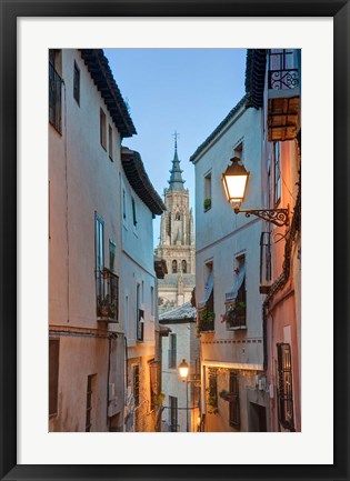 Framed Alleyway and Toledo Cathedral Steeple, Toledo, Spain Print