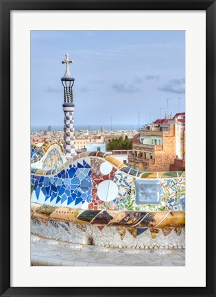 Framed Spain, Catalonia, Barcelona, Park Guell Terrace Print