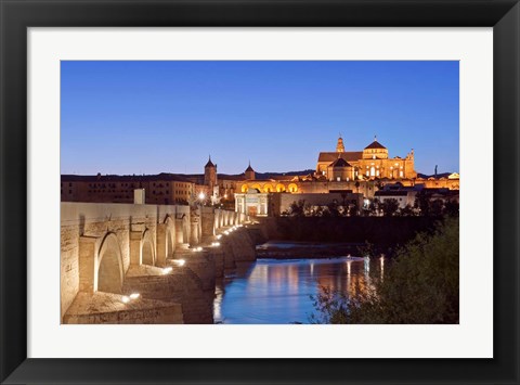 Framed Roman Bridge, Catedral Mosque of Cordoba, Cordoba, Andalucia, Spain Print