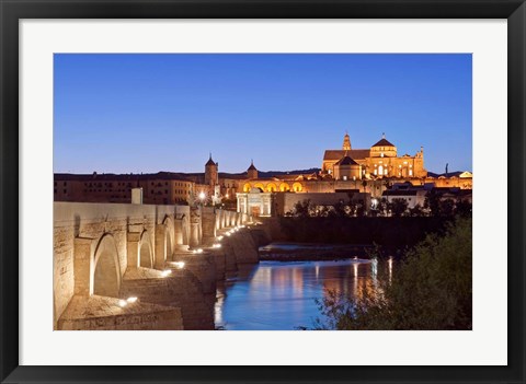 Framed Roman Bridge, Catedral Mosque of Cordoba, Cordoba, Andalucia, Spain Print