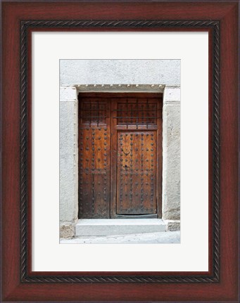 Framed Traditional Door, Toledo, Spain Print