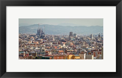 Framed Spain, Barcelona The cityscape viewed from the Palau Nacional Print