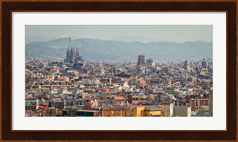 Framed Spain, Barcelona The cityscape viewed from the Palau Nacional Print