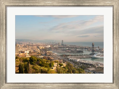 Framed View of Barcelona from Mirador del Alcade, Barcelona, Spain Print