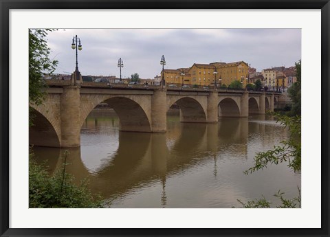 Framed Bridge over Rio Ebro in Logrono, La Rioja, Spain Print