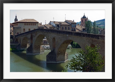 Framed Pedestrian Bridge over the Rio Arga, Puente la Reina, Navarra Region, Spain Print