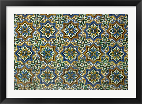 Framed Moorish Mosaic Azulejos (ceramic tiles), Casa de Pilatos Palace, Sevilla, Spain Print