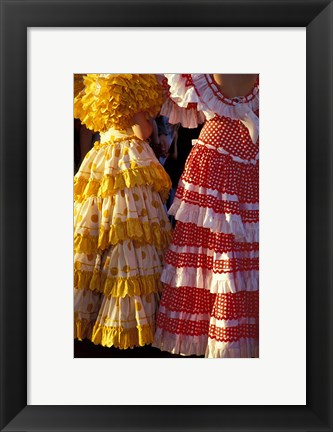 Framed Colorful Flamenco Dresses at Feria de Abril, Sevilla, Spain Print