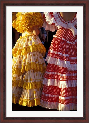 Framed Colorful Flamenco Dresses at Feria de Abril, Sevilla, Spain Print