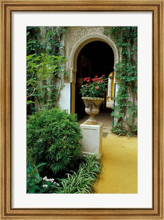 Framed Planter and Arched Entrance to Garden in Casa de Pilatos Palace, Sevilla, Spain Print