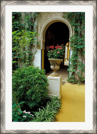 Framed Planter and Arched Entrance to Garden in Casa de Pilatos Palace, Sevilla, Spain Print