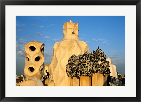 Framed Antonio Gaudi&#39;s La Pedrera, Casa Mila, Barcelona, Spain Print