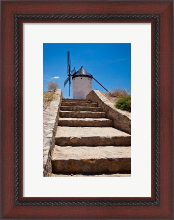 Framed Spain, Toledo Province, Consuegra Stairway to a La Mancha windmill Print