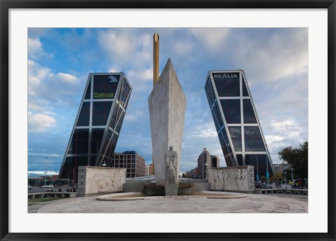 Framed Torres Puerta de Europa, Plaza de Castilla, Madrid, Spain Print