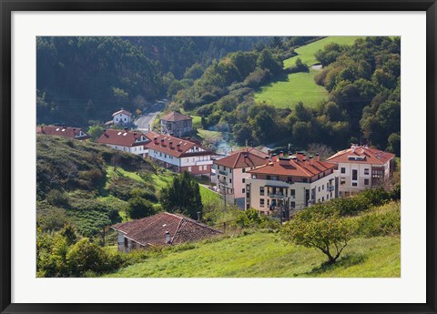 Framed Coastal Town View, Ibarrangelu, Spain Print