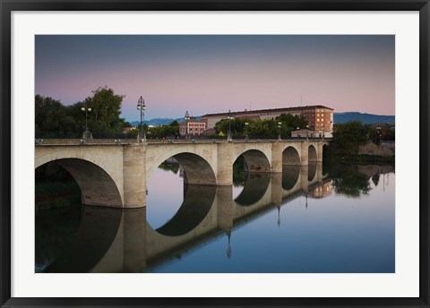 Framed Spain, Puente de Piedra bridge, Ebro River Print