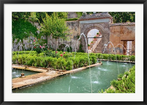 Framed Generalife gardens, Alhambra grounds, Granada, Spain Print