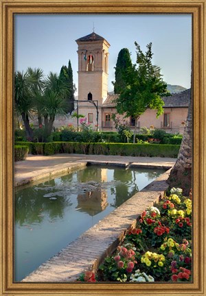 Framed Generalife Gardens in the Alhambra grounds, Granada, Spain Print