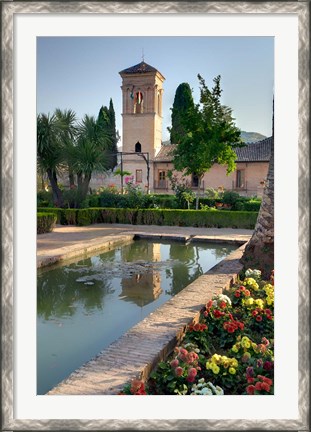 Framed Generalife Gardens in the Alhambra grounds, Granada, Spain Print