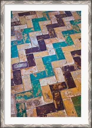 Framed Moorish Tiles, The Alcazar, Seville, Spain Print