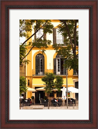 Framed Outdoor Cafes, Plaza de la Merced, Malaga, Spain Print