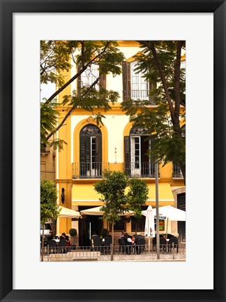 Framed Outdoor Cafes, Plaza de la Merced, Malaga, Spain Print