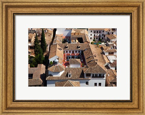 Framed Rooftops of the town of Granada seen from the Alhambra, Spain Print