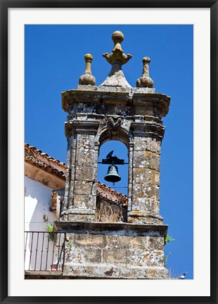 Framed Spain, Andalucia, Cadiz Bell tower of old church in Grazalema Print