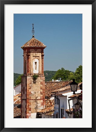 Framed Spain, Andalucia, Grazalema The bell tower of Iglesia de San Juan Print