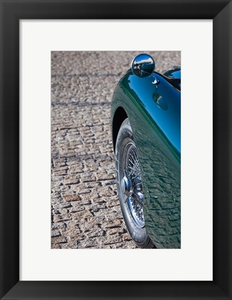 Framed Spain, Avila, classic car 1950s Jaguar XK-150S Print