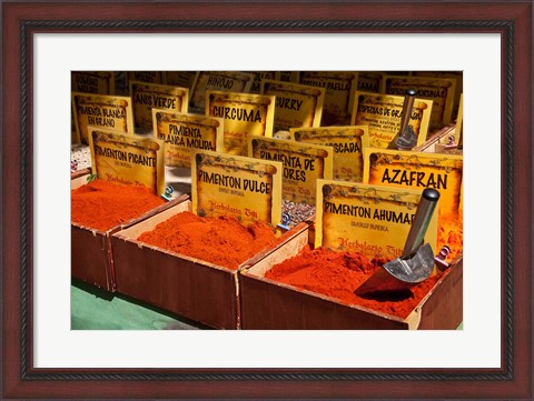 Framed Spain, Granada Spices for sale at an outdoor market in Granada Print