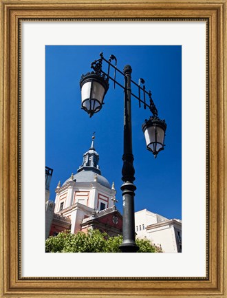 Framed Spain, Madrid Lamppost and the dome of the Las Calatravas Church Print