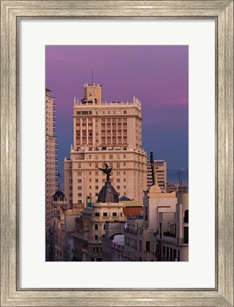 Framed Spain, Madrid, Gran Via and Edificio Espana Print