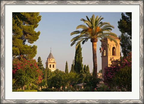 Framed Generalife gardens in the Alhambra Grounds, Granada, Spain Print