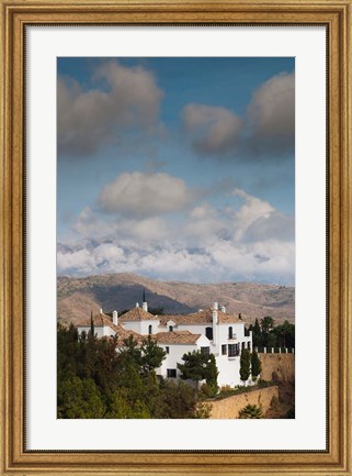 Framed View Of Villas And La Torresilla Mountain, Malaga Province, Spain Print
