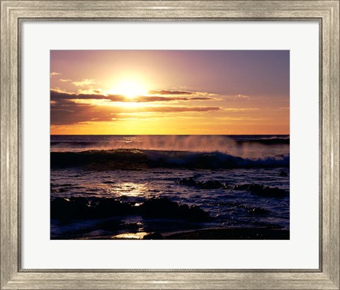 Framed Coastline at Sunset, Lanzarote, Canary Isles, Spain Print