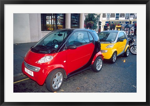 Framed Smart Cars, London, England Print