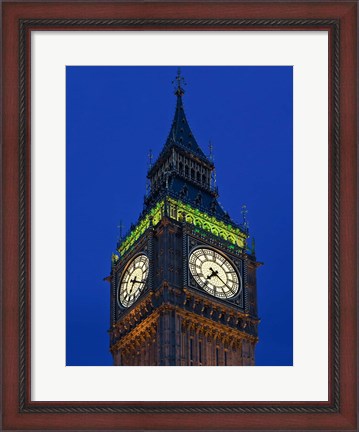 Framed Famous Big Ben Clock Tower illuminated at dusk, London, England Print