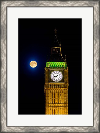 Framed London, Big Ben Clock tower, the moon Print