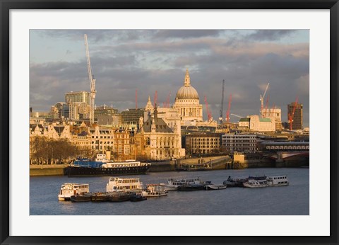 Framed North Bank of The Thames River, London, England Print