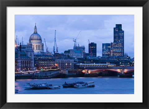 Framed View of Thames River, London, England Print