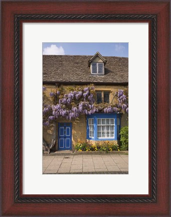 Framed Wisteria Covered Cottage, Broadway, Cotswolds, England Print