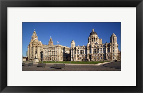 Framed Liver, Cunard, and Port of Liverpool Buildings, Liverpool, Merseyside, England Print