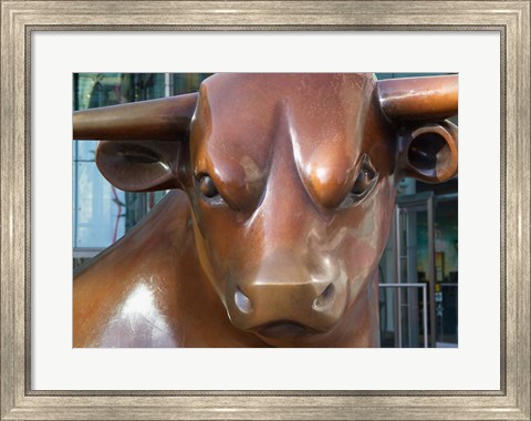 Framed Statue of a Bull, Bull Ring, Birmingham, England Print
